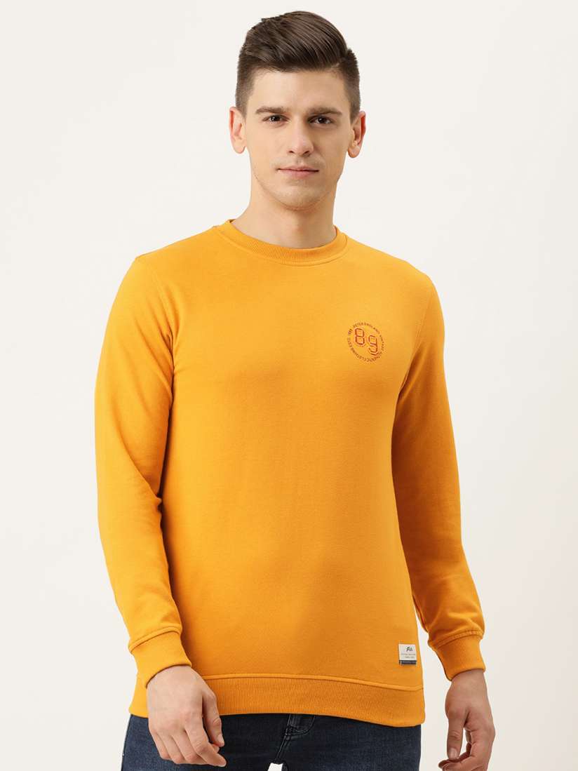 Buy Peter England Casuals Men Mustard Yellow Solid Sweatshirt Sweatshirts for Men 14822316 Myntra