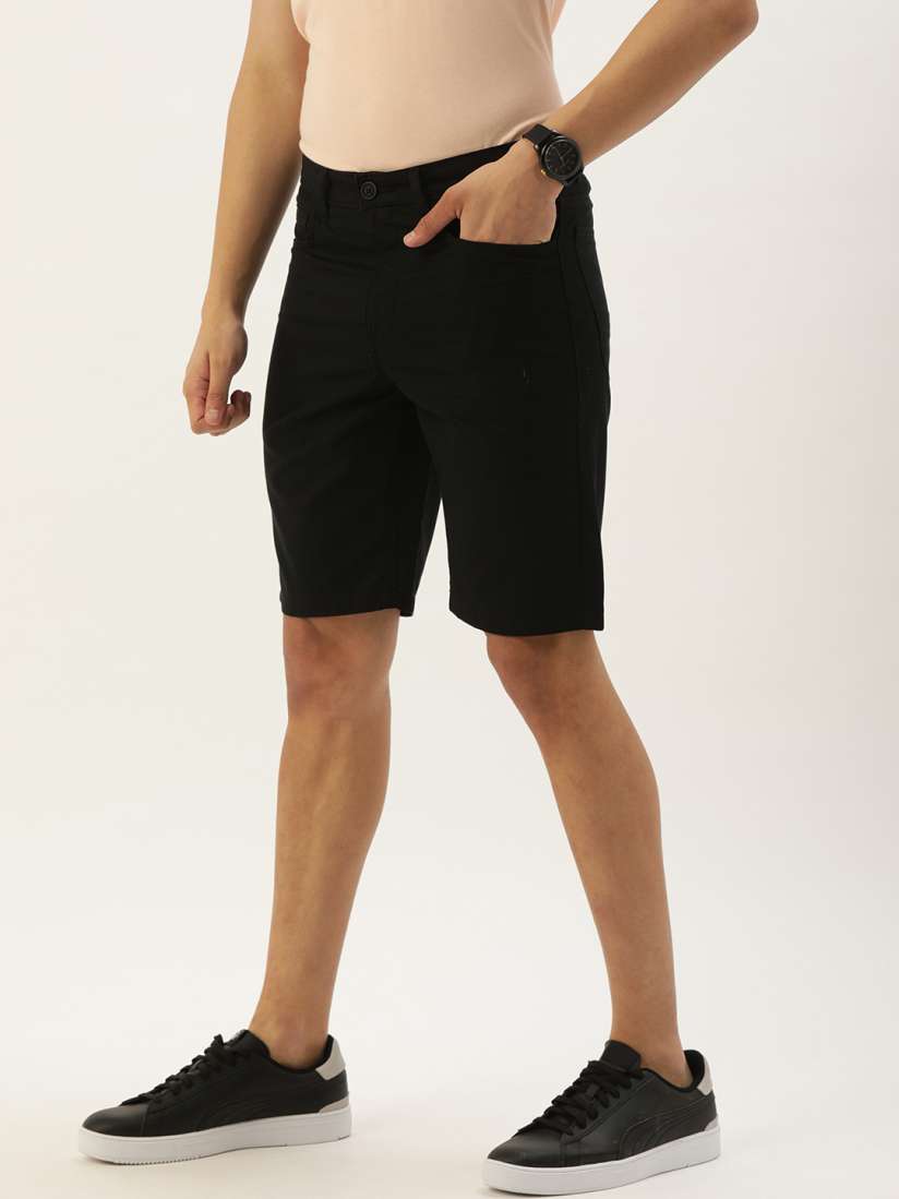 Buy PETER ENGLAND UNIVERSITY Men Black Solid Slim Fit Regular Shorts Shorts for Men 14822572 Myntra
