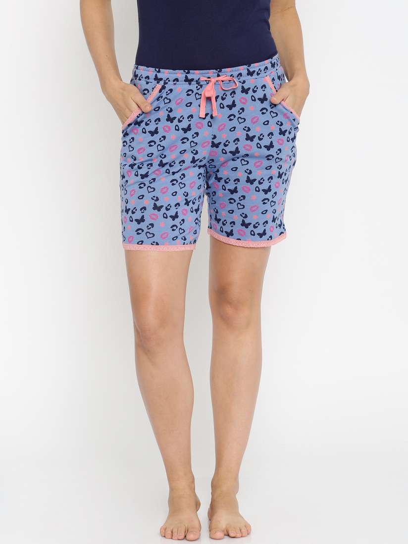 Buy Jockey Woman Blue Printed Lounge Shorts RX10-0103 - Lounge Shorts for  Women 1482542 | Myntra