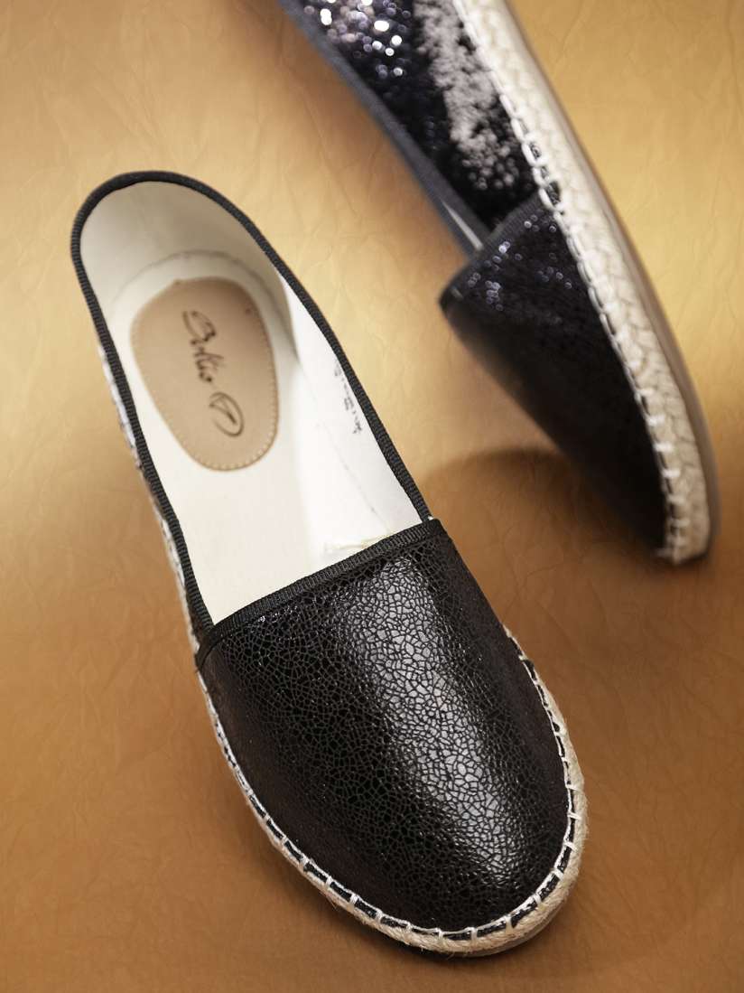 Buy Boltio Women Black Textured Embellished Espadrilles Casual Shoes for Women 1482622 Myntra