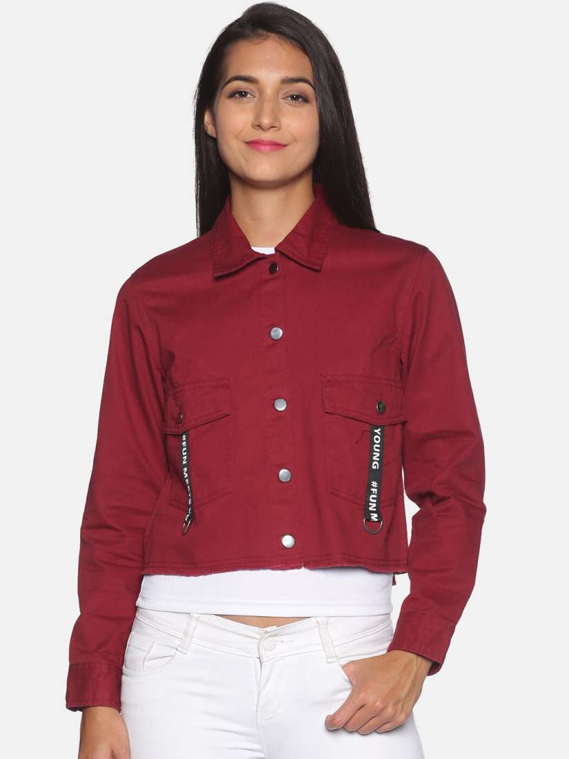 Denim jacket maroon discount
