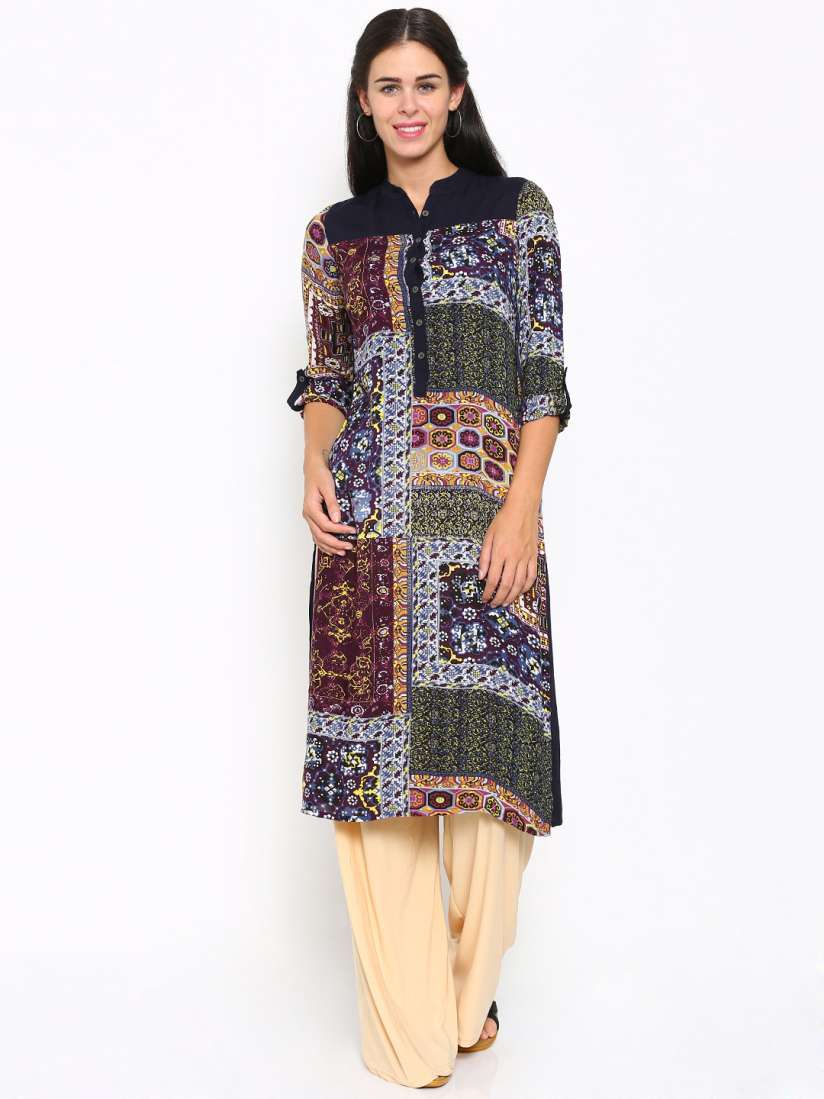 Buy Vishudh Women Multicoloured Printed Straight Kurta Kurtas for Women 1484109 Myntra