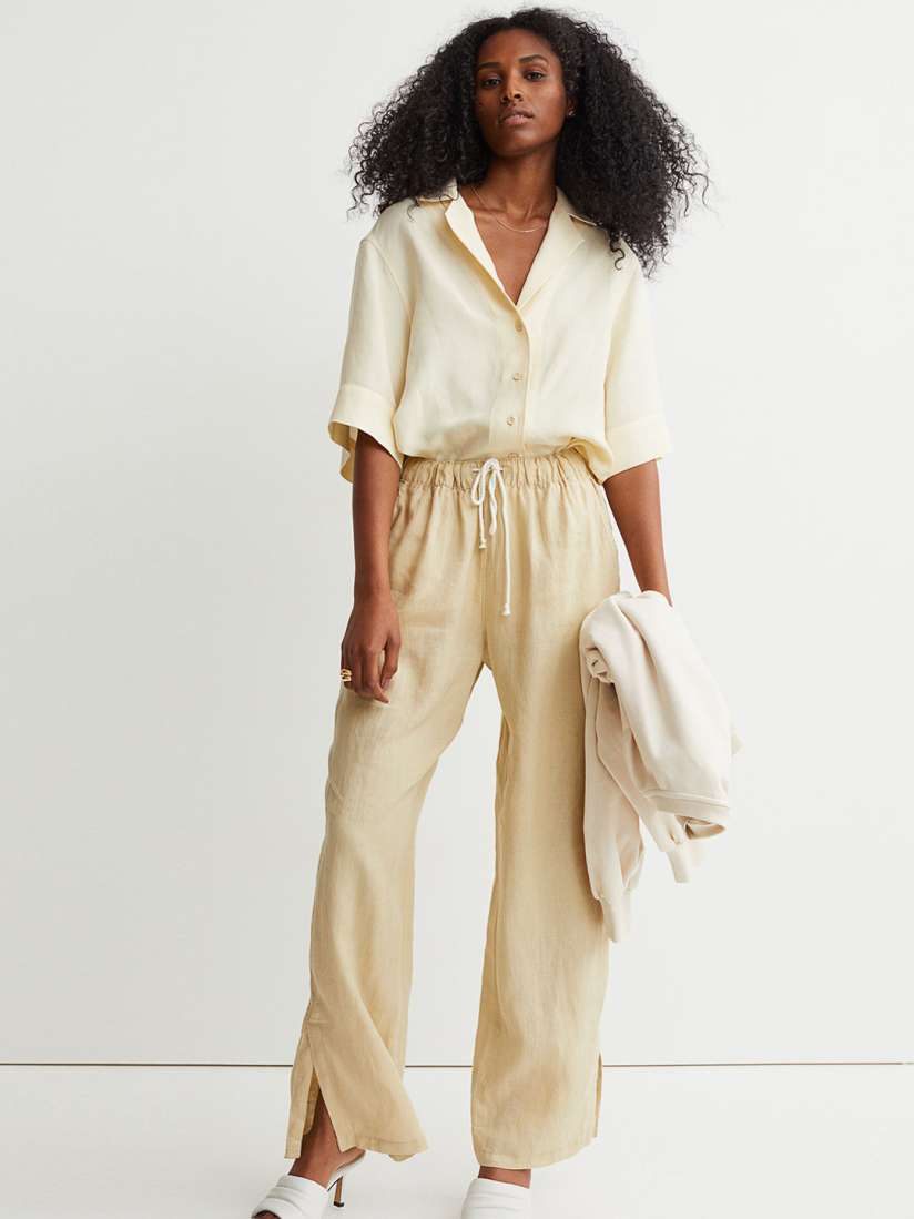 Yellow linen trousers 2025