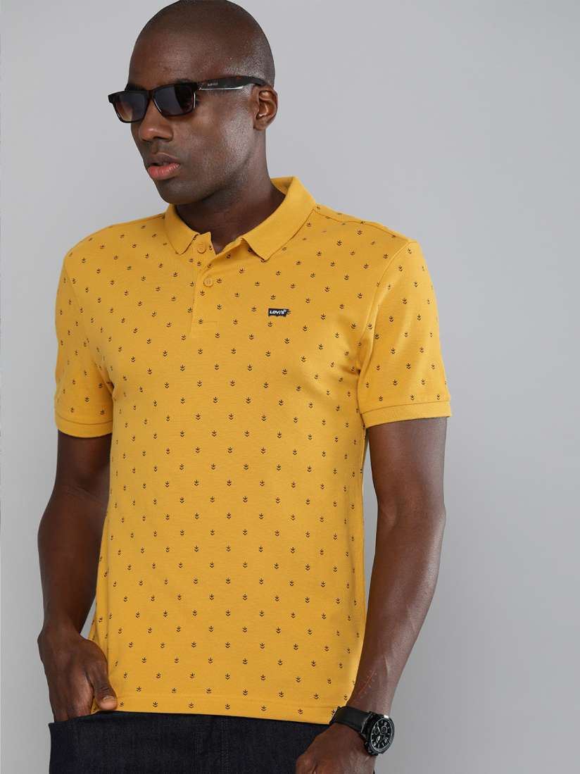 Buy Levis Men Mustard Yellow Brown Printed Polo Collar T shirt Tshirts for Men 14851120 Myntra
