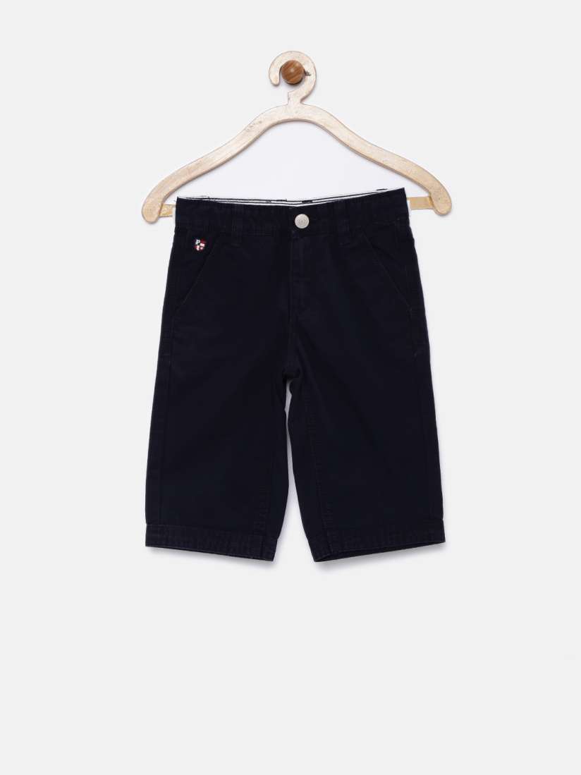 navy blue knee length shorts