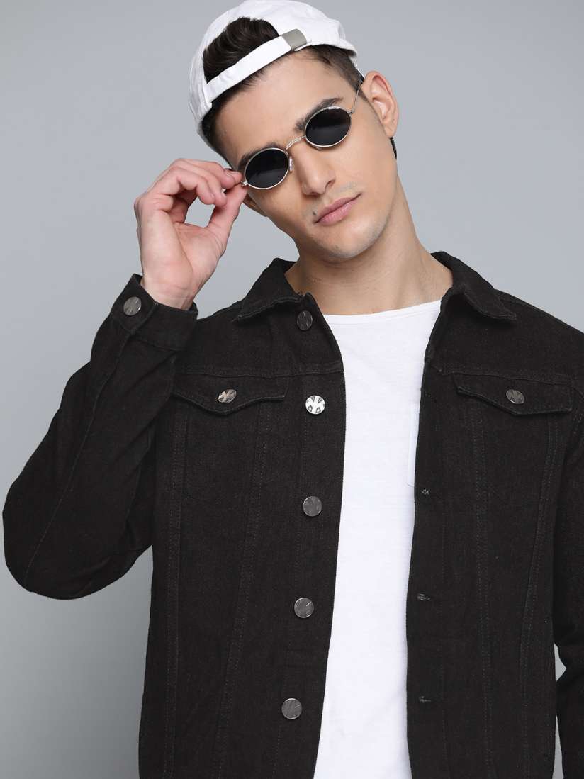Buy Kook N Keech Men Black Cotton Denim Jacket Jackets for Men 14859160 Myntra