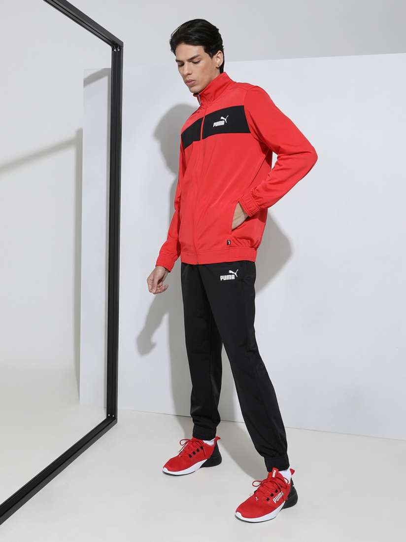 Puma tracksuit black and red discount