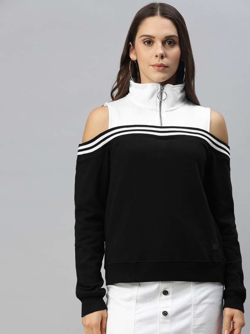 Women's cold shoulder sweatshirts cheap