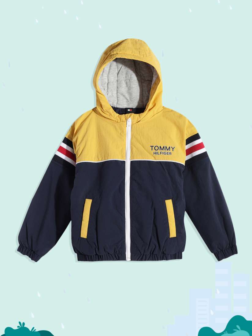 Buy Tommy Hilfiger Boys Navy Blue Yellow Colourblocked Bomber Jacket Jackets for Boys 14871260 Myntra