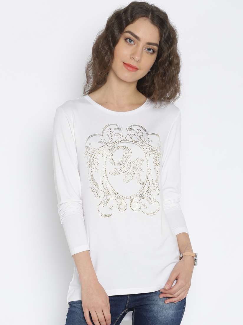 Buy Being Human Clothing Women White Printed Regular Top Tops for Women 1487261 Myntra