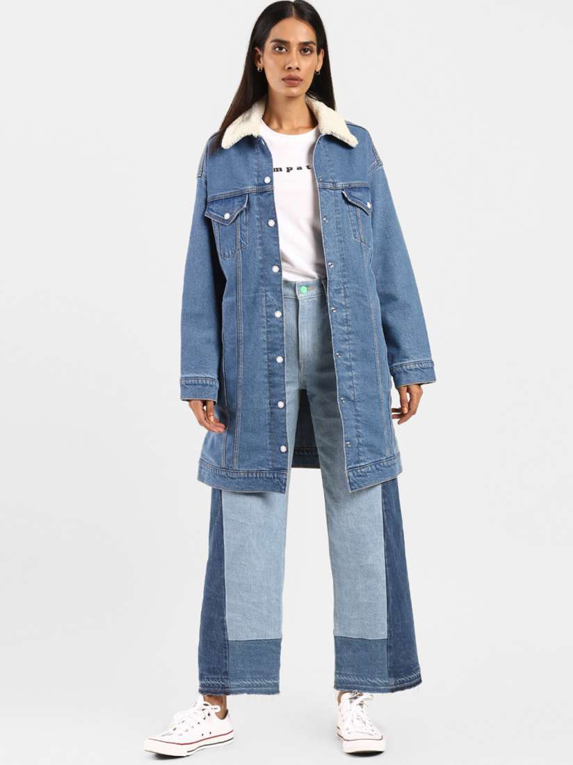 Buy Levi s x Deepika Padukone Women Blue Solid Extra Long Trucker Denim Jacket Jackets for Women 14873092 Myntra