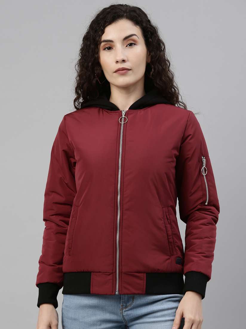 Maroon bomber jacket womens shop