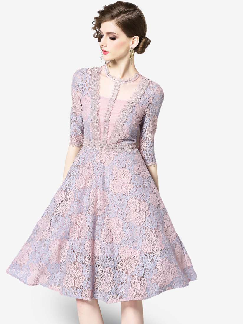 Buy JC Collection Women Pink Blue Floral Lace Fit Flare Dress Dresses for Women 14879620 Myntra