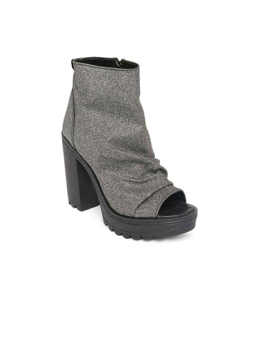 Buy Knotty Derby Women Grey Melange Heeled Boots Boots for Women 1488306 Myntra