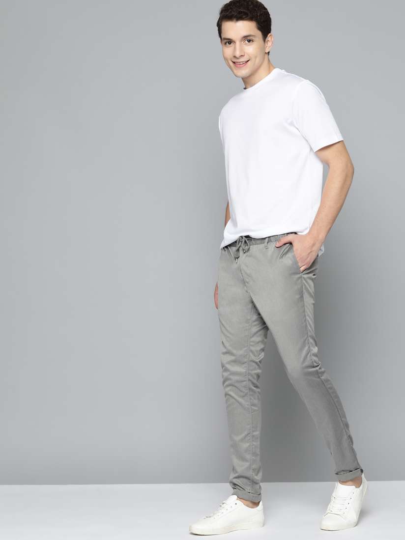 Buy Mast Harbour Men Grey Solid Casual Trousers Trousers for Men 14885980 Myntra