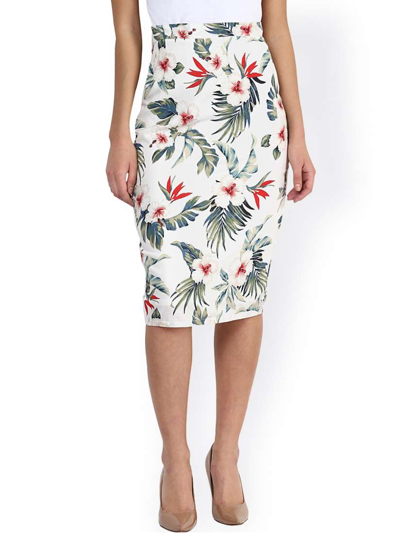 White floral print pencil skirt on sale