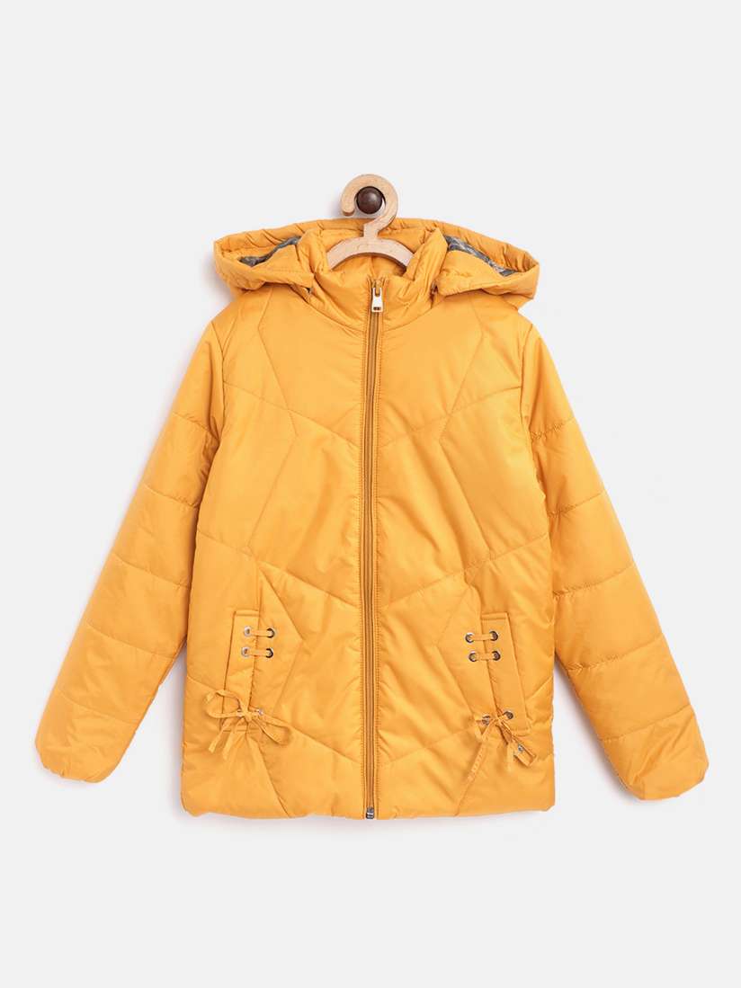 Buy Monte Carlo Girls Mustard Yellow Solid Detachable Hood Padded Jacket Jackets for Girls 14908142 Myntra