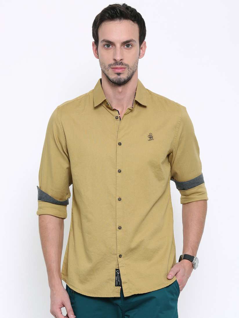 Buy Being Human Clothing Men Khaki Slim Fit Solid Casual Shirt Shirts for Men 1491697 Myntra
