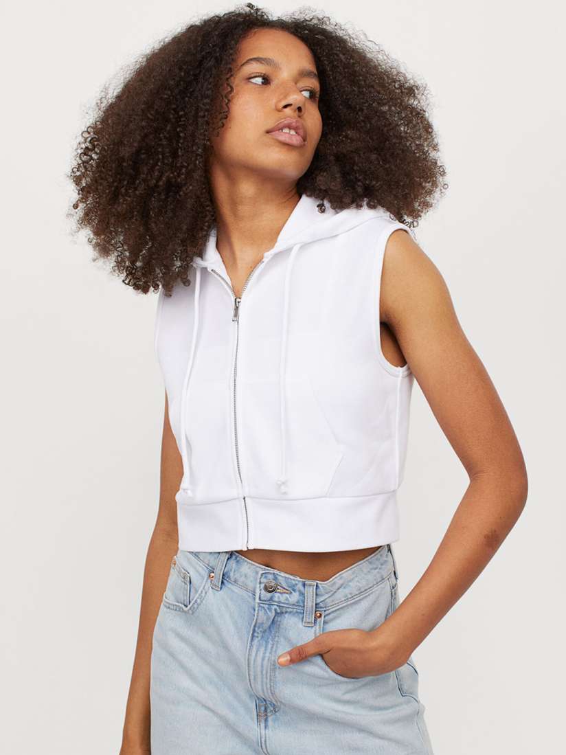 Sleeveless zip hoodie women's deals