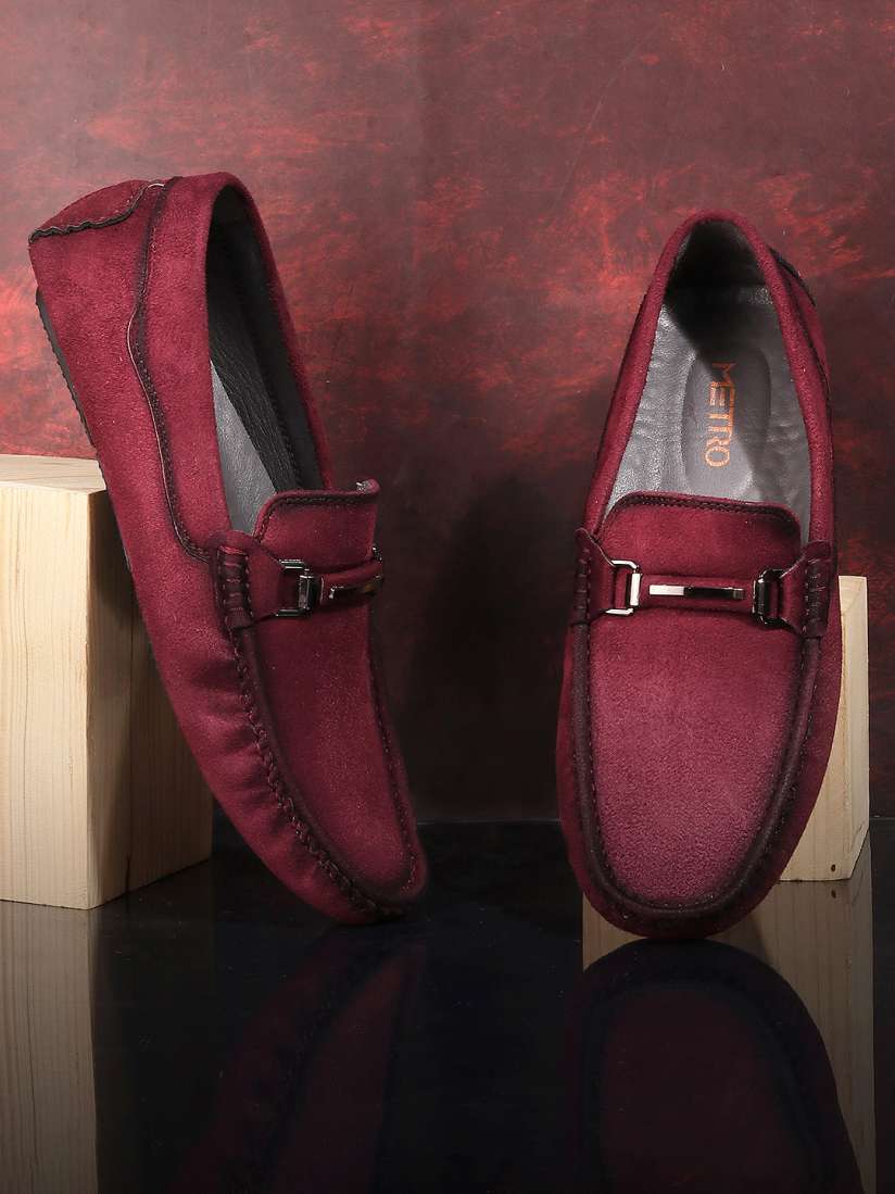 Maroon leather loafers store