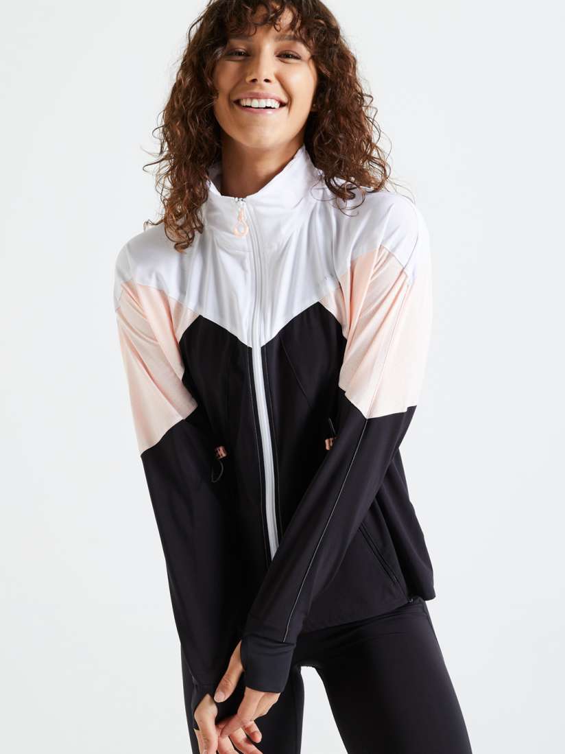 Buy Domyos By Decathlon Women Black White Colourblocked Training or Gym Sporty Jacket Jackets for Women 14933626 Myntra