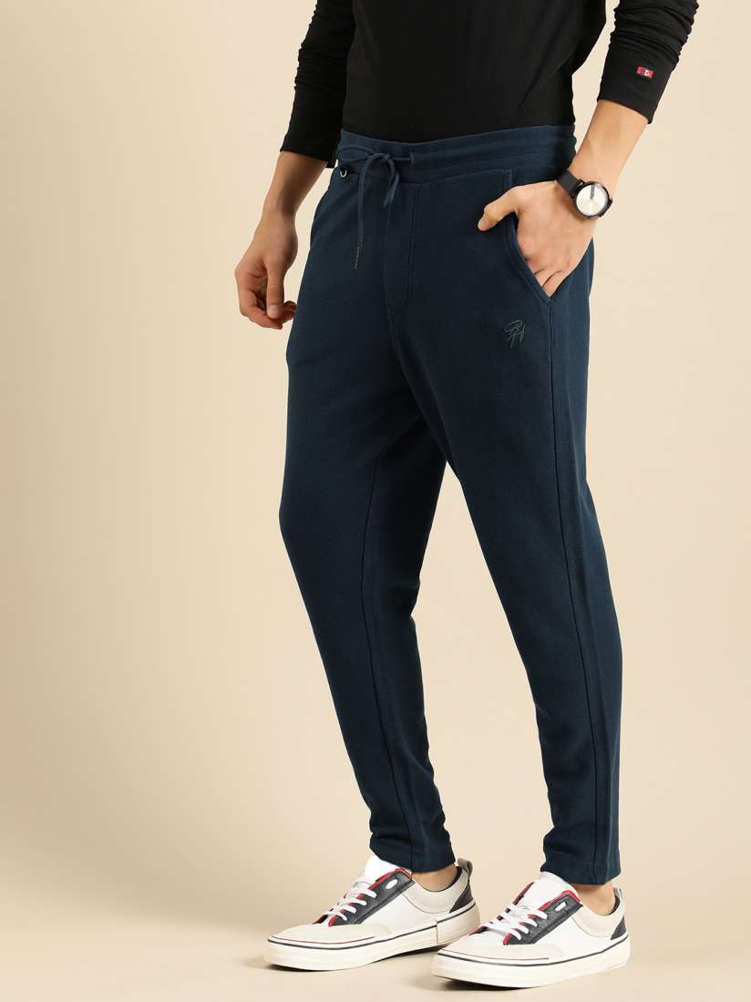 Buy Being Human Men Navy Blue Solid Regular Fit Pure Cotton Track Pant Track Pants for Men 14933784 Myntra