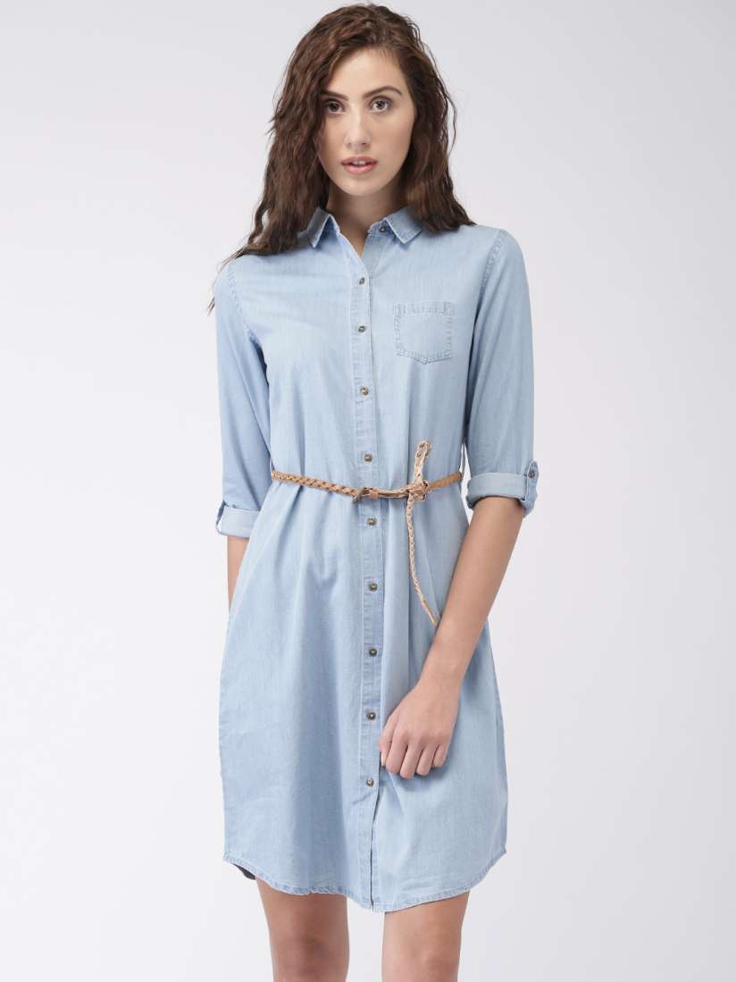 Buy Ms.Taken by Kriti Sanon Women Blue Denim Shirt Dress Dresses for Women 1493534 Myntra