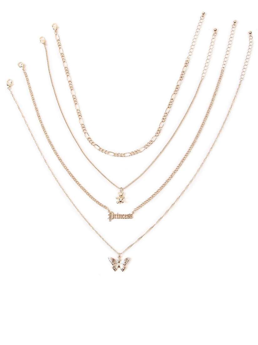 Buy FOREVER 21 Set of Gold-Toned Chain Necklace and Chains for
