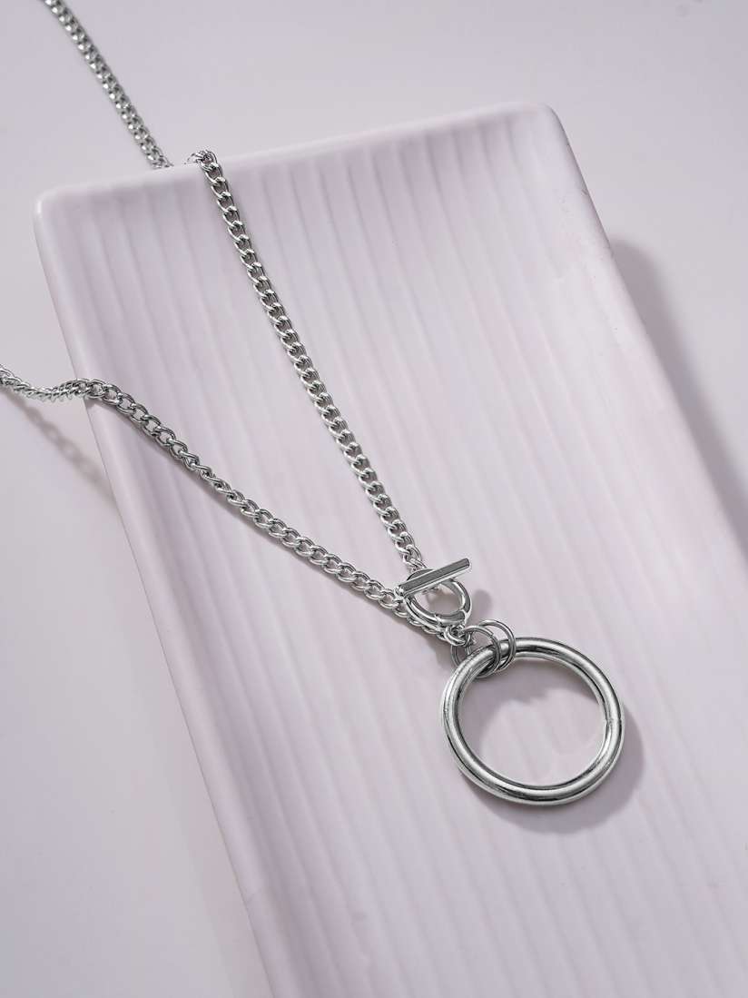 ★HARANG★ HR 330N_Silver Half & Half Chain Necklace HARANG Jewellery for Men | Modalova