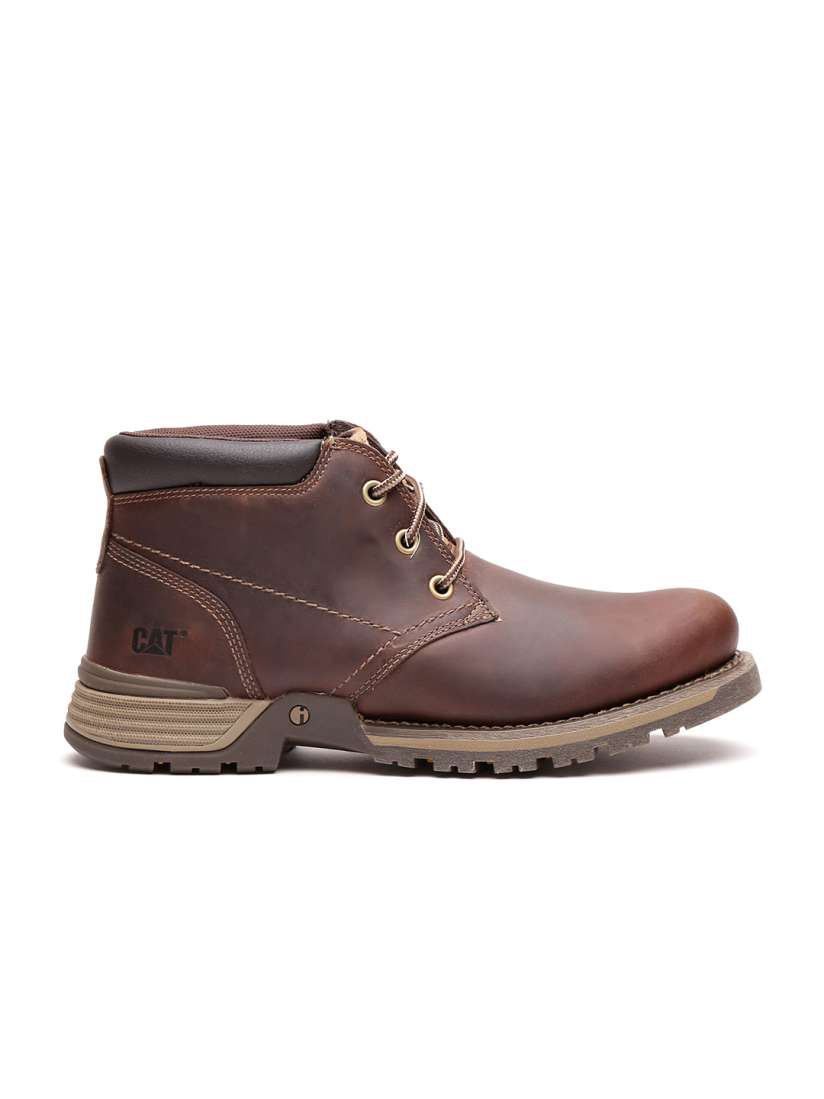 Buy CAT Men Brown Solid Leather Flat Boots Boots for Men 1494527 Myntra