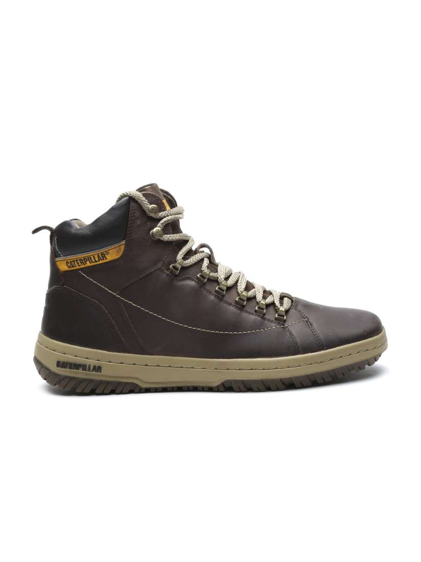 Buy CAT Men Brown Solid Mid Top Flat Boots Boots for Men 1494560 Myntra