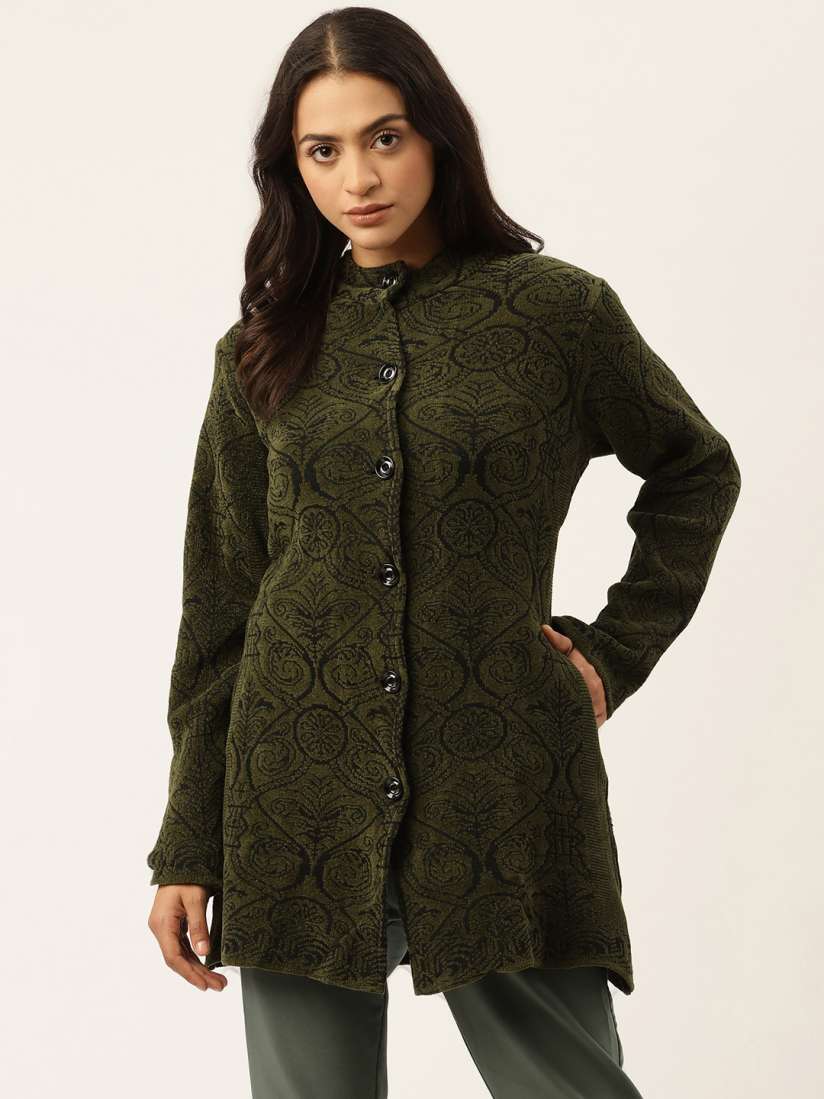Olive green longline cardigan clearance