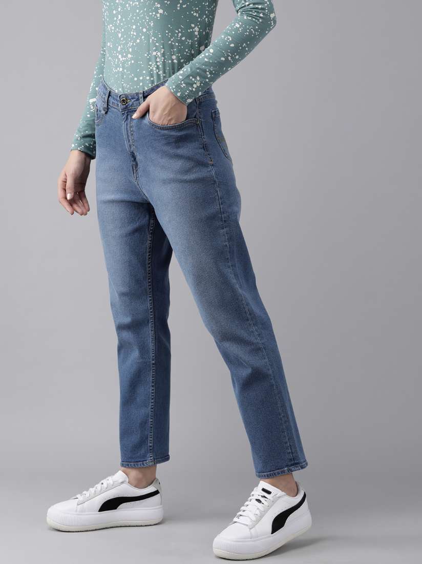 Buy Roadster Women Blue Relaxed Boyfriend Fit High Rise Light Fade Stretchable Jeans Jeans for Women 14954794 Myntra