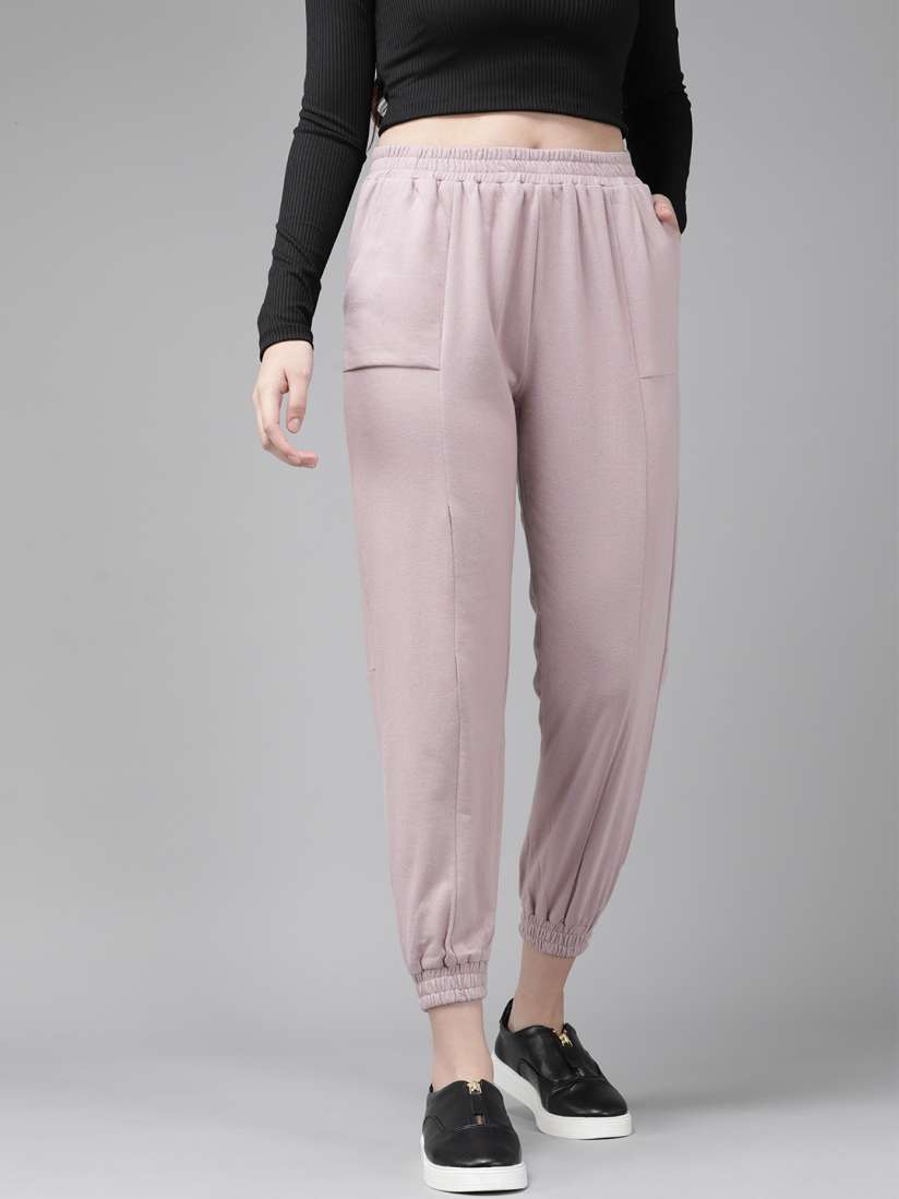 Buy Roadster Women Rose Solid Cotton Joggers Track Pants for Women 14955212 Myntra