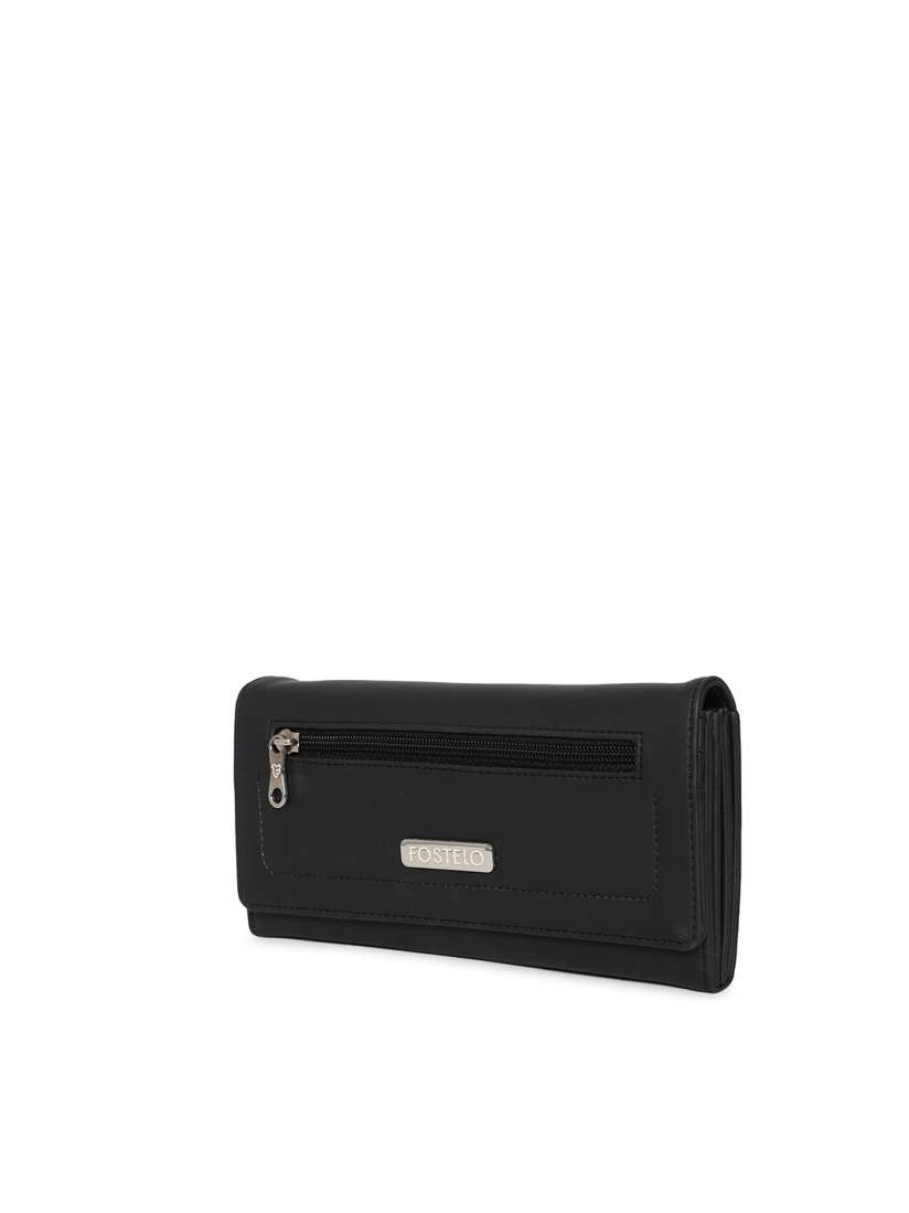 Buy Fostelo Black Black Foldover Clutch Clutches for Women 14956780 Myntra