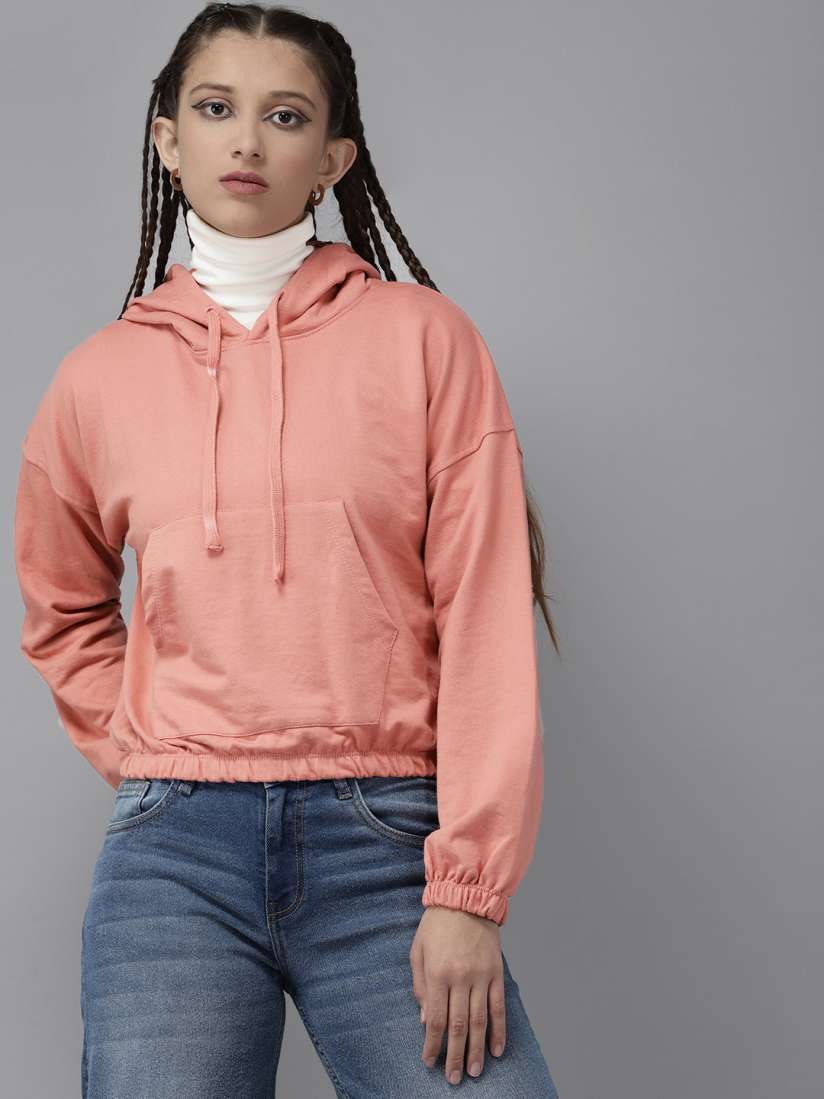 Buy UTH by Roadster Girls Peach Coloured Hooded Sweatshirt Sweatshirts for Girls 14960954 Myntra