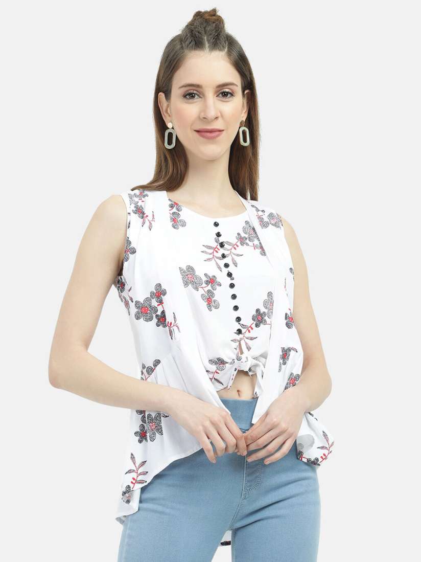 Buy V2 Value Variety White Floral Layered High Low Top Tops for Women 14963296 Myntra