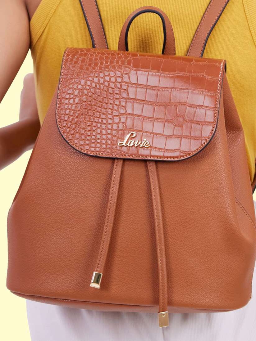 Buy Lavie Misty Women Tan Textured Trendy Backpack Backpacks for Women 14964874 Myntra