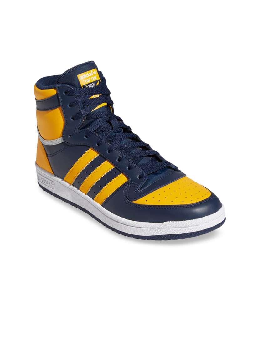 Navy blue and yellow adidas shoes sales