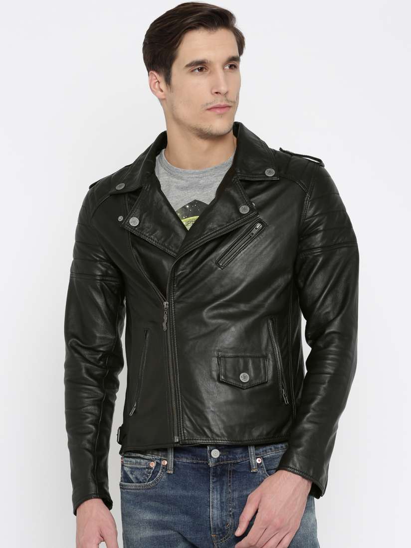 Buy Ed Hardy Black Leather Jacket Jackets for Men 1496566 Myntra