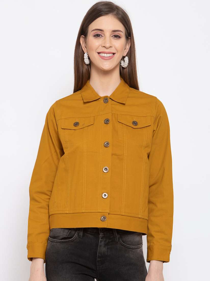 Mustard denim jacket womens sales