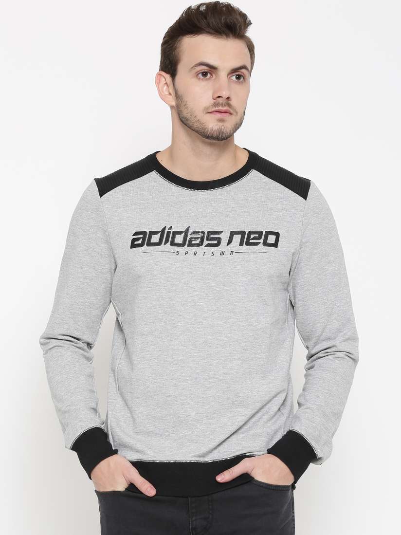Printed Sweatshirt Adidas Neo Pulli Adidas Men Grey Melange
