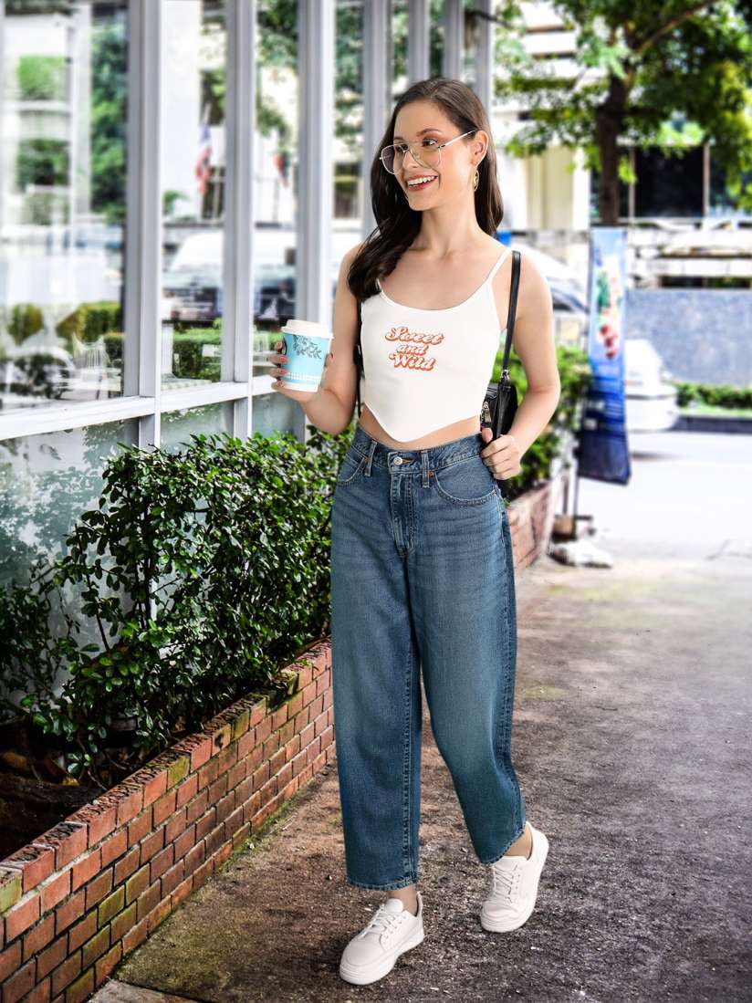 Buy FOREVER 21 White Printed Fitted Top Tops for Women 14979266 Myntra