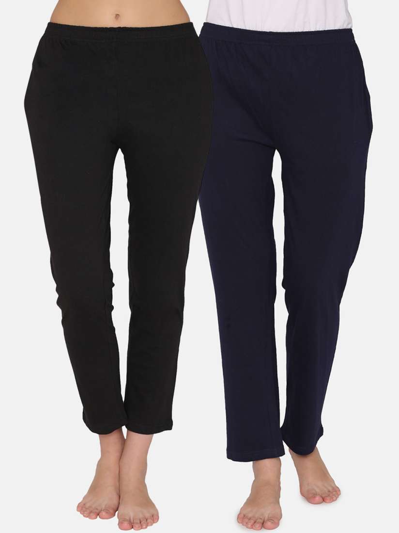 Buy Clovia Women Pack Of 2 Solid Cotton Lounge Pants Lounge Pants for Women 14982012 Myntra