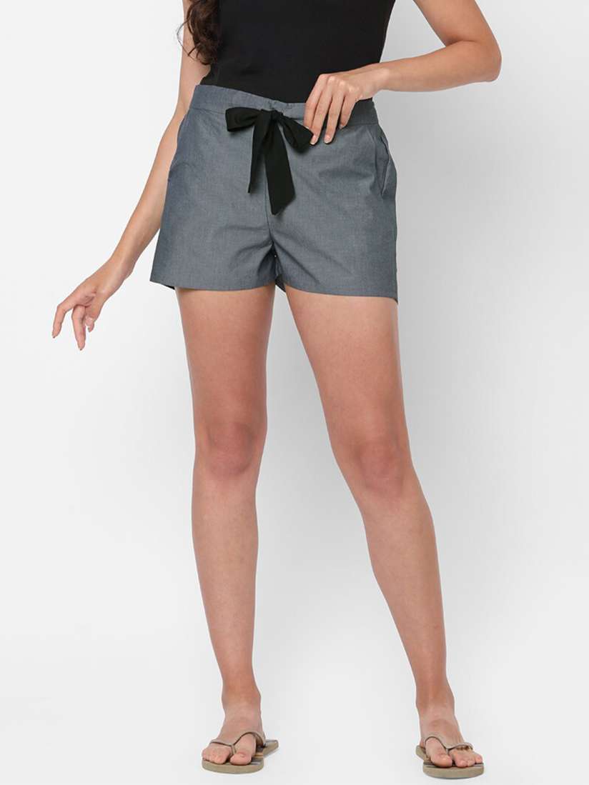 Buy Mystere Paris Women Charcoal Grey Solid Cotton Woven Lounge Shorts Lounge Shorts for Women 14987528 Myntra