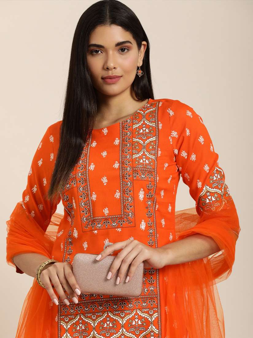Sangria orange kurti shop