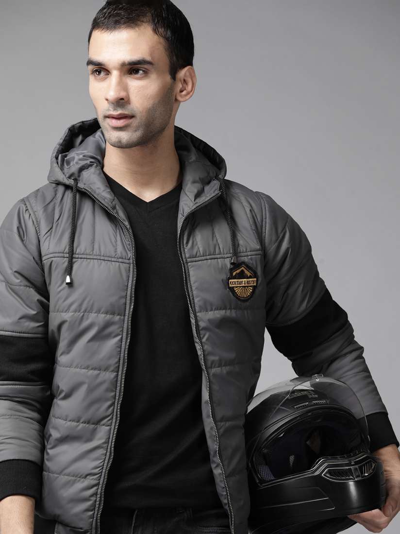 Buy Roadster Men Grey Hooded Bomber Jacket Jackets for Men 14991156 Myntra