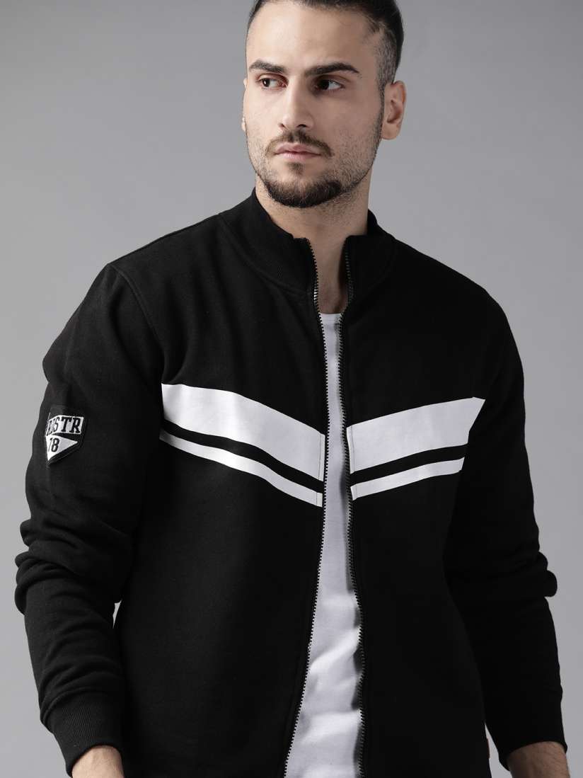 Mens black and white striped jacket top
