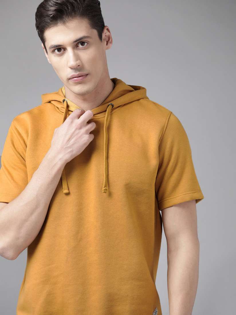 Buy Roadster Men Mustard Yellow Solid Hooded Sweatshirt Sweatshirts for Men 14992936 Myntra
