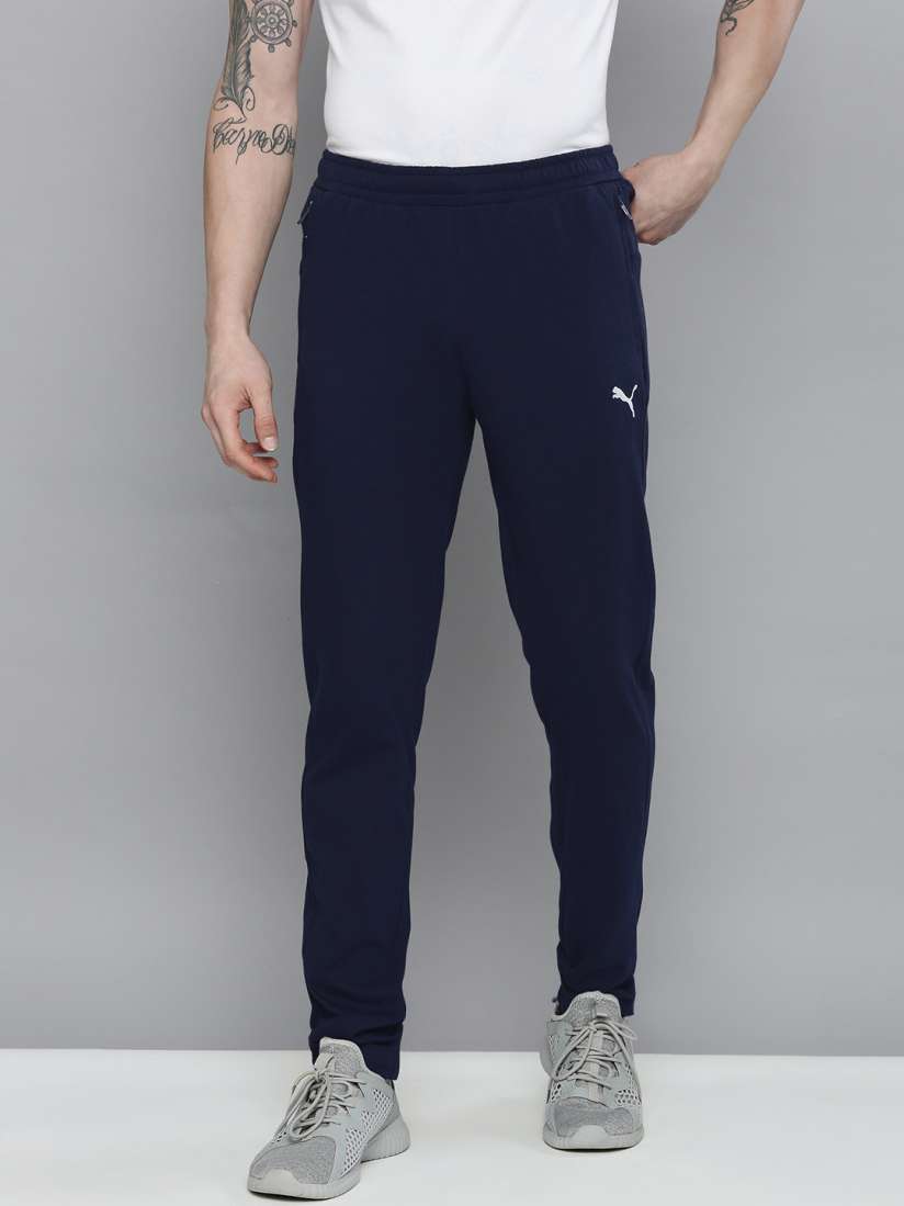 Buy Puma Men Navy Blue Solid Zippered Knitted Regular Fit Jersey Sweat Pants Track Pants for Men 15004088 Myntra